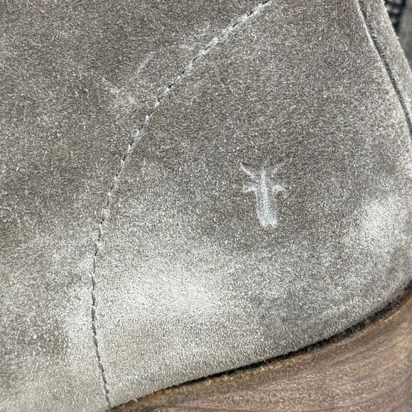 Frye Nora Women's Sz 7.5B Gray Elephant Suede Zip Heeled Ankle Boots 3479930-EPT - Picture 13 of 14